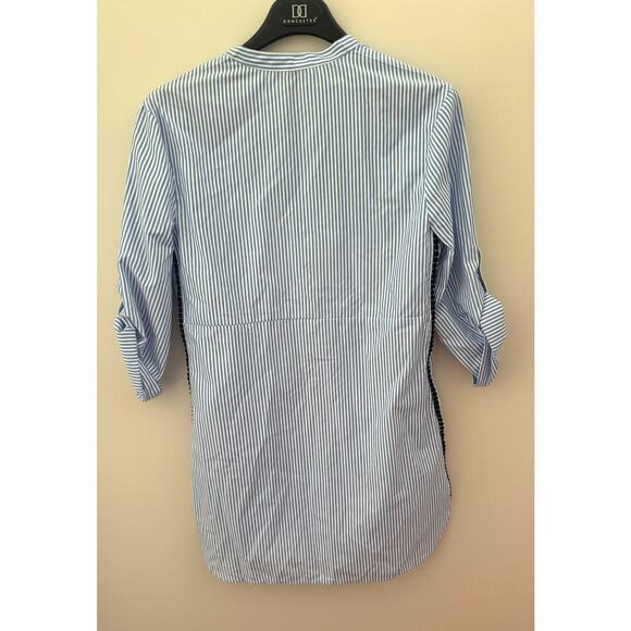 NWT Per Una 3/4 Sleeve Blue And White Striped With Rede Sequin Top UK 8 US 10 - Picture 3 of 9